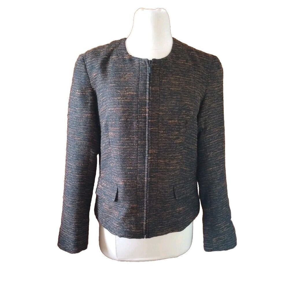 Coldwater Creek Tweed Blazer NWT Black Bronze Streamline Jacket Women's S 6-8‎